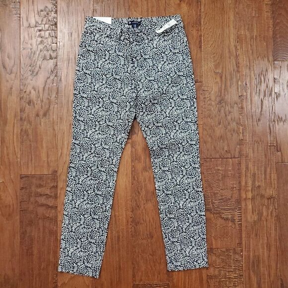 Gap slim city crop pant navy white floral 0 NEW - Picture 1 of 7